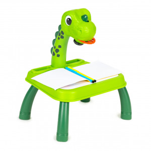 Proiector Pentru Desen Copii, 24 de imagini, 3 discuri tematuce, 12 markere, Multistore, Dinozaur, Verde - Img 1
