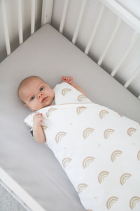 Sac de dormit pentru bebelusi Tiny Star Grain, 75 cm, Bumbac, Alb / Imprimeu Spice de Grau - Img 7