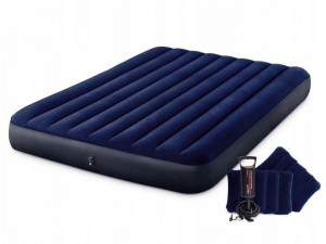 Saltea pneumatica pentru doua persoane, Intex, Queen, 203 x 152 x 25 cm, Albastru