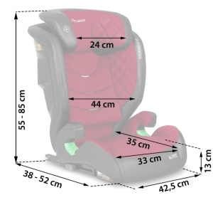 Scaun auto transformabil in inaltator pentru copii, inclinare reglabila, 2 grupe de varsta, 4 - 12 ani, 15-36 kg, inaltime 100 - 150 cm, tetiera reglabila, isofix, ECE R129, Nukido, Louis, Negru/Rosu - Img 3