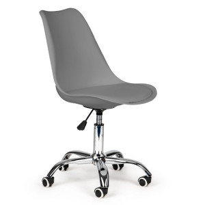 Scaun de birou pivotant cu perna, ModernHomen, inaltime reglabila, perna moale, piele ecologica, Dark Grey - Img 4