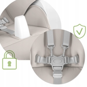 Scaun de masa reglabil, multifunctional, 3in1, pliabil, inaltime reglabila, spatar reglabil, pozitie de somn, tava detasabila, Nukido, Belo, Gri - Img 6