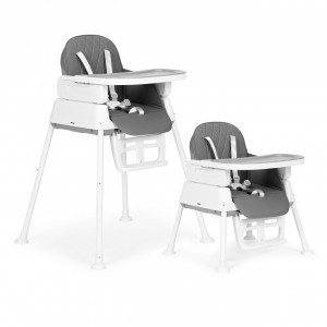 Scaun Pentru Hranire, Ecotoys, Transformabil, 3 in 1, tava detasabila, suport pentru picioare, Gri - Img 6