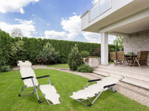 Scaun tip sezlong, pliabil, ajustabil, cu tetiera si cotiere, pentru gradina sau terasa, Modern Home, ZRL010F, Culoare Bej - Img 8