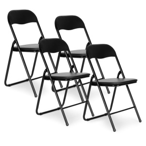 Set 4 scaune pliabile, Pentru gradina, Piele Ecologica Modern Home, Negru, PJJBS0024-04