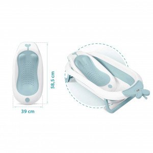 Set - Cadita de baie pliabila pentru bebelusi, cu termometru LCD, suport antiderapant, Ricokids, Albastra, cu Insertie anti-alunecare pentru cadita de baie bebelusi, fixare cu ventuze, Ricokids, Albastra - Img 6