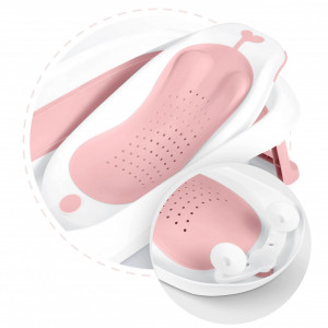 Set - Cadita de baie pliabila pentru bebelusi, cu termometru LCD, suport antiderapant, Ricokids, Roz, cu Insertie anti-alunecare pentru cadita de baie bebelusi, fixare cu ventuze, Ricokids, Roz - Img 7