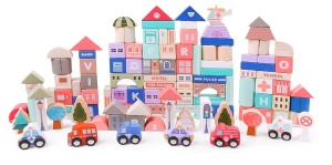 Set Covoras Pentru Copii, 55 x 42 cm, tip puzzle, cu Blocuri de Construit, Ecotoys, City, 115 piese - Img 2