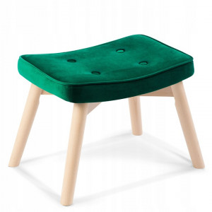 Set Fotoliu cu taburet in stil scandinav, perna moale, stofa, picioare din lemn de fag, Sofotel, Verde - Img 6