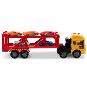 Set masinuta de jucarie, XXL, camion de remorcare, 5 masinii, Ricokids, RK-760, sunete realiste, lumini LED, rampa de coborare, tractiune fata, alimentare pe baterii - Img 6