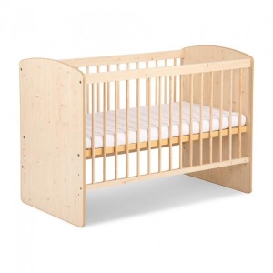 Set Patut copii din lemn KLUPS KAROLINA II Natur, cu Saltea MyKids, Cocos, 120 x 60 x 10 cm - Img 2