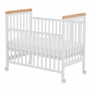 Set Patut din lemn cu sertar, 120 x 60 cm, Craft, WBB2024-2, Alb si Natur, cu Saltea MyKids 120 x 60 x 10 cm - Img 2