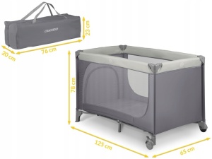 Set - Patut pliabil pentru copii, 120 x 60 cm, Ricokids, RK-240, Grey, cu Saltea MyKids Confort, Spuma si Cocos, 120 x 60 x 10 cm - Img 3