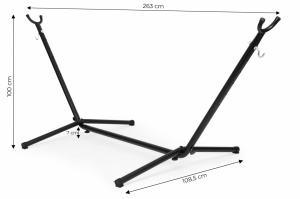Suport metalic pentru hamac, 100 x 263 x 108,5 cm, ModernHome, cu patru picioare antiderapante, sarcina 150 kg, SN-0004, Negru - Img 2