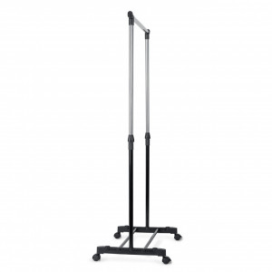 Suport mobil pentru haine Massido, 686000, cu roti, usor, incapator si stabil, spatiu pentru incaltaminte, cuier, inaltime reglabila, Argintiu/Negru - Img 3