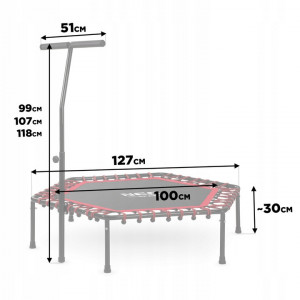 Trambulina de Fitness, Hexagonala, cu Maner, Neo-Sport, 127 cm, greutate maxima 100 kg, Negru/Rosu - Img 4