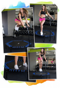 Trambulina de Fitness, Hexagonala, cu Maner, Neo-Sport, 127 cm, greutate maxima 100 kg, Negru/Albastru - Img 5
