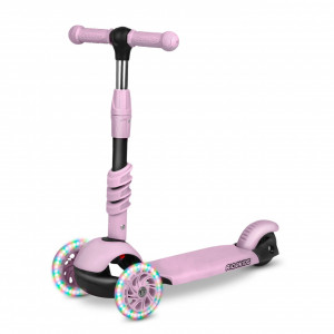 Trotineta de echilibru, cu scaun reglabil, detasabil, pentru copii, Ricokids, Cubi, cu 3 roti, lumini LED, ghidon reglabil, pana la 30 kg, Roz deschis - Img 2
