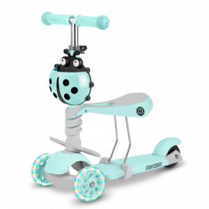 Trotineta de echilibru, cu scaun reglabil, detasabil, pentru copii, Ricokids, Buggy, cu 3 roti, lumini LED, ghidon reglabil, pana la 30 kg, Albastru Deschis - Img 3