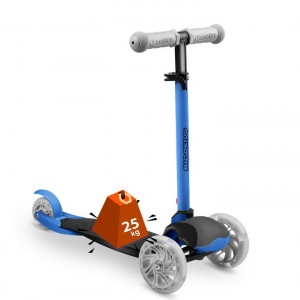 Trotineta de echilibru pentru copii, Ricokids, Loco, cu 3 roti, lumini LED, pliabila, ghidon reglabil, pana la 25 kg, Albastra, 765106 - Img 4