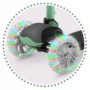 Trotineta de echilibru pentru copii, Ricokids, Loco, cu 3 roti, lumini LED, pliabila, ghidon reglabil, pana la 25 kg, Verde, 765107 - Img 7