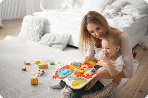 Antemergator interactiv cu 4 roti, transformabil in Masuta interactiva pentru activitati, cu panou de jucarii, sunete cu reglarea volumului, Ricokids 4in1 Rosu, 781001 - Img 6