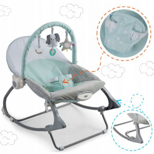 Balansoar pentru copii, cu vibratii, 2 trepte de inclinare, bara de jucarii, Nukido, Mint - Img 2