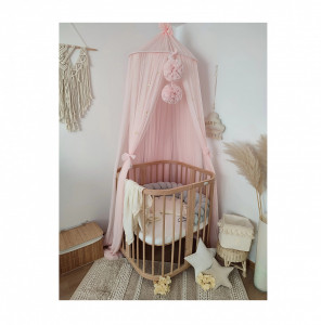 Baldachin suspendat din Tul, Koell, cu Suport metalic, pentru patut copii / loc de joaca, Powder Pink - Img 4