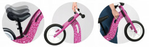 Bicicleta de echilibru din lemn pentru copii, scaun din spuma, roti 12 inchi, Ricokids, 7614, Roz - Img 7