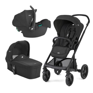 Carucior pentru copii multifunctional 3 in 1 Joie Chrome 2 Raven (Carucior Chrome 2 Raven + Landou Chrome Raven+ scoica i-Snug Raven)
