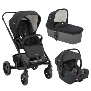 Carucior pentru copii multifunctional Joie 3 in 1 Chrome/ i-Gemm Shale (Carucior Chrome Shale+ Landou Shale+ scoica i-Gemm Shale)