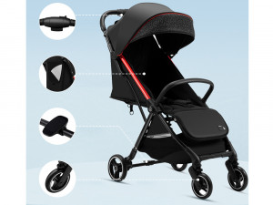 Carucior Sport Pentru Copii, Pliere Rapida, Usor 8 kg, de la 6 luni, Royal Baby 704A, 55 x 51 x 26 cm, Negru/Rosu - Img 6