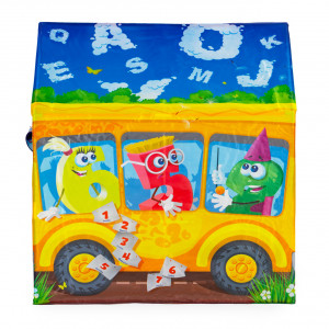 Cort de joaca pliabil, iPlay, Autobuz, pentru copii, motive grafice, 96x73x102 cm - Img 3