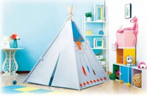 Cort tip indian pentru copii, EcoToys, Wigwam, 120 x 120 x 150 cm, Alb - Img 4