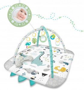 Covoras educativ pentru copii, multifunctional, pereti reglabili, 7 jucarii interactive, oglinda, 110 x 100 cm, Ricokids, Nessi - Img 3