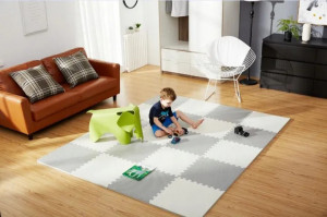 Covoras puzzle din spuma pentru copii, 120x120cm, 4 piese, Ricokids, 7480, Alb si Gri - Img 7