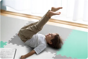 Covoras puzzle din spuma pentru copii, 180x180cm, 9 piese, Ricokids, 738232, Gri Turcoaz - Img 6