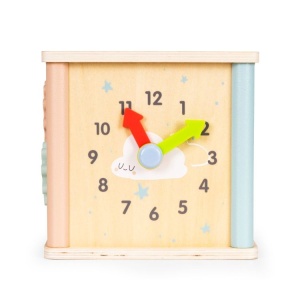 Cub Educativ Pentru Copii, Din Lemn, Sortare De Blocuri, Labirint, Ceas, EcoToys - Img 8