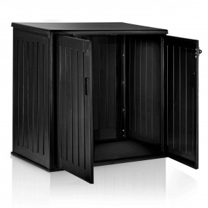 Cutie de depozitare pentru gradina, Plonos, 116 x 112,5 x 71 cm, 775 litri , panouri PP, rezistenta, Neagra - Img 3