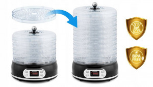 Deshidrator de alimente, Berdsen, 5 tavi, pentru legume, fructe, ciuperci, carne, capacitate 10 L, Negru - Img 4