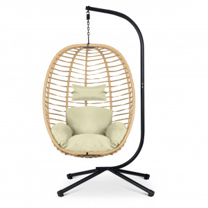 Fotoliu tip balansoar suspendat + perne, Sofotel, Toskana, 135 kg, cadru metalic, Bej