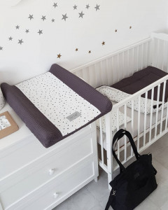 Husă pentru saltea de înfășat bebe 50×70 cm, din bumbac, cu elastic, Tiny Star Confetti Graphite - Img 4