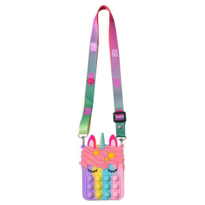 Jucarie senzoriala cu bule, Pop It Bag, Unicorn, Fidget Toys, Geanta multicolora pop it push pentru copii - Img 5