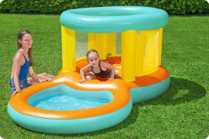 Loc de joaca gonflabil pentru copii, cu piscina, Jumptopia Bouncer, Bestway, 239 x 142 x 102 cm - Img 3