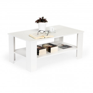 Masa de cafea cu raft de depozitare 150 x 57 x 43 xm, Modern Home, Alba - Img 2