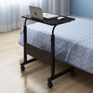 Masa pentru laptop, multfunctionala, cu roti, Modern Home, cadru metalic, blat MDF, Negru - Img 3