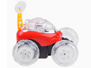 Masinuta cu telecomanda pentru cascadorii, Stunt Twister Mini Racer, cu lumini si muzica, Rosie - Img 3