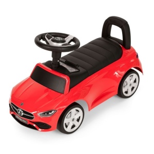 Masinuta Ride-On Pentru Copii, Mercedes Benz C-Class, Cu Melodii Si Clanxon, Spatar De Protectie Si Volan Multimedia, Rosie - Img 3