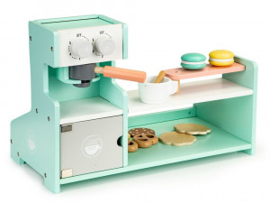 Mini Bucatarie din lemn, cafenea, cofetarie, Ecotoys, 42,5 x 28 x 20 cm, joc de rol, dezvolta imaginatia si abilitatile manuale, diverse accesorii - Img 2