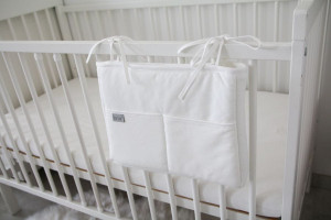 Organizator pentru pătuț copii Tiny Star Creme, 25×40 cm, bumbac 100%, 3 buzunare - Img 2